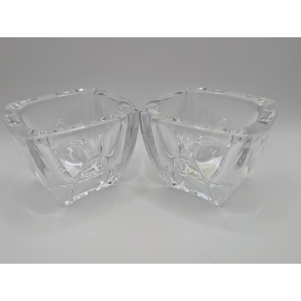 Pair of Vera Wang Wedgwood Crystal Cabochon Votive Candle Holders Germany Heavy